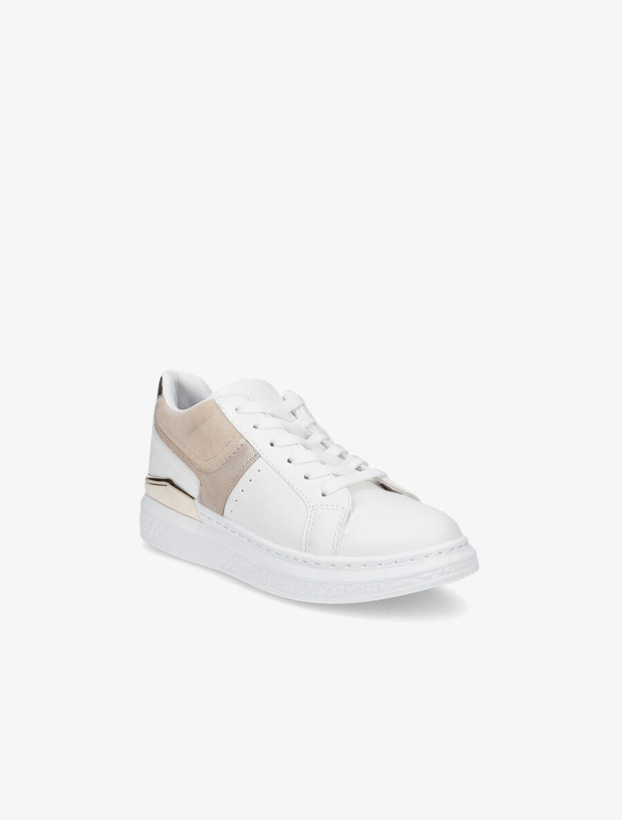 Sneakers bi-matière à détail métallique - Or - 2