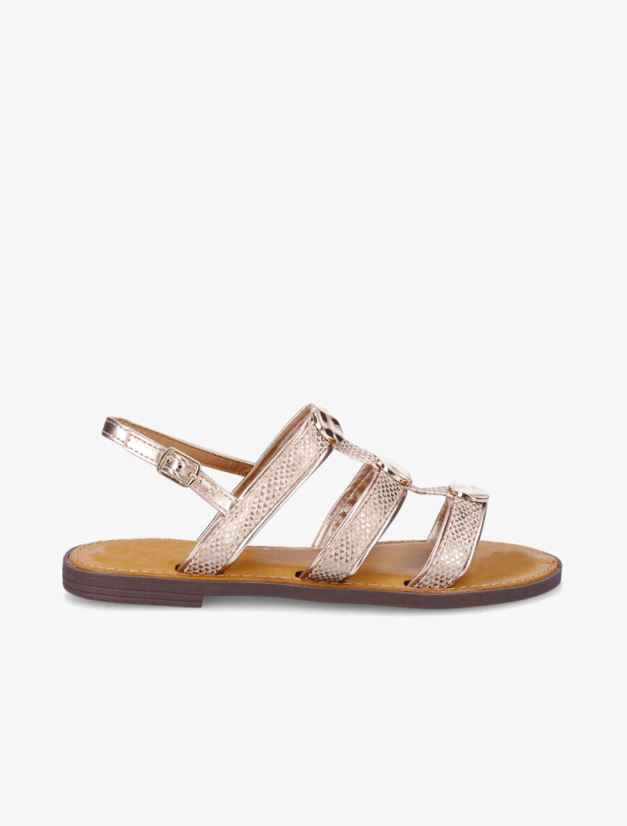 Nu-pieds effet python à bijoux - Rose gold - 1