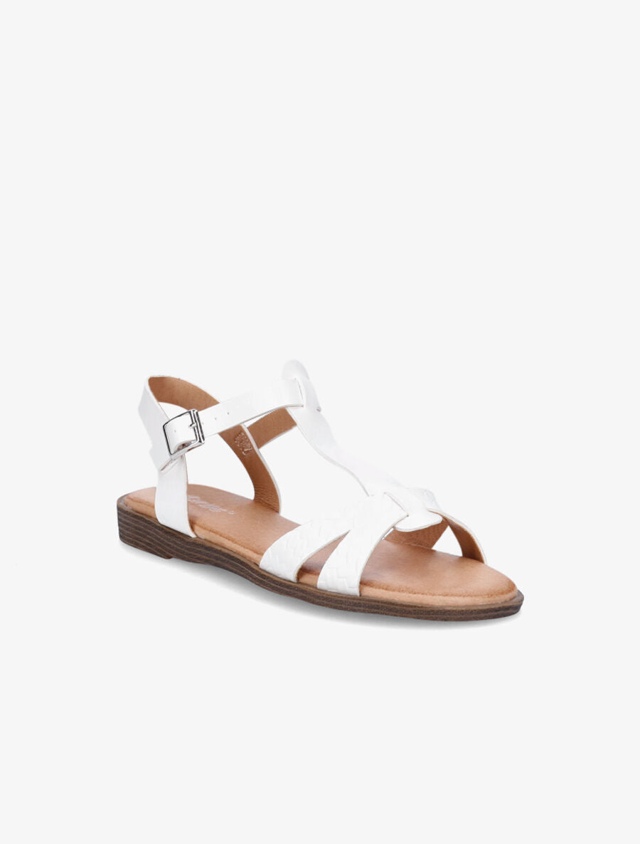 Nu-pieds en T en simili texturé - Blanc - 2