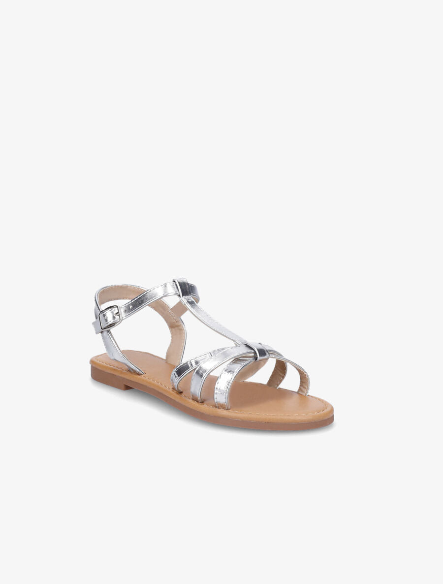 Nu-pieds croisés effet croco - Argent - 2