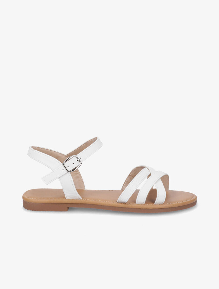 Nu-pieds en simili à bride effet croco - Blanc - 1