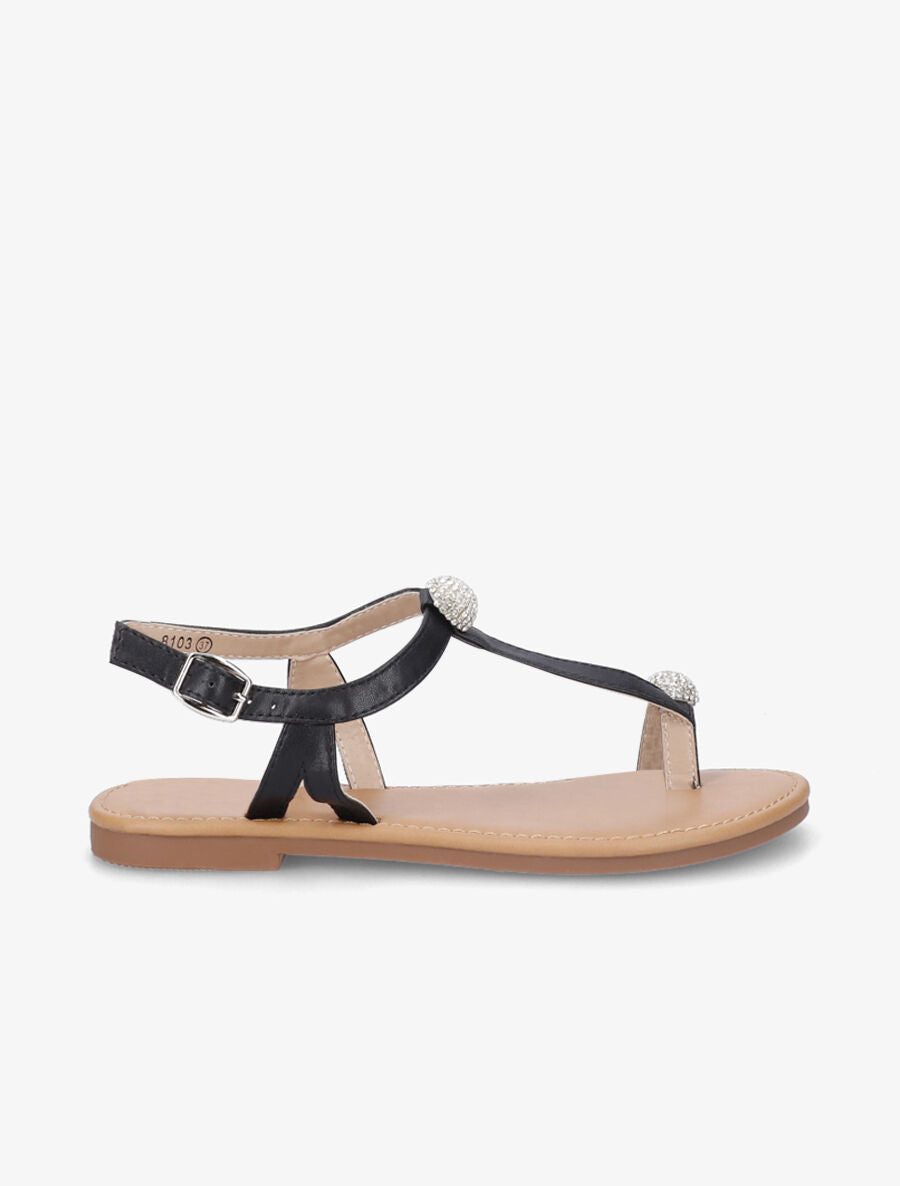Nu-pieds à bijoux en strass - Noir - 1