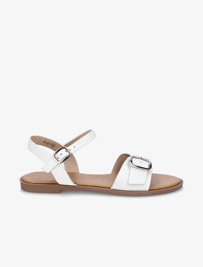 Nu-pieds en simili à bride à boucle - Blanc - 5
