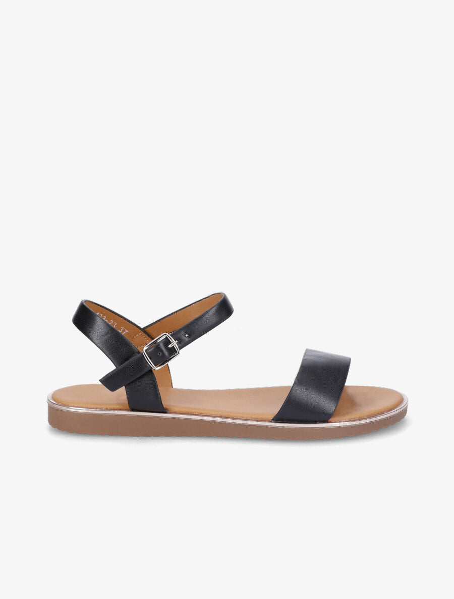 Nu-pieds basiques en simili - Noir - 1