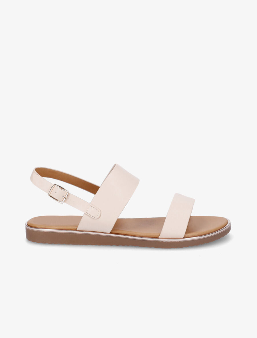 Nu-pieds classiques en simili - Beige - 1