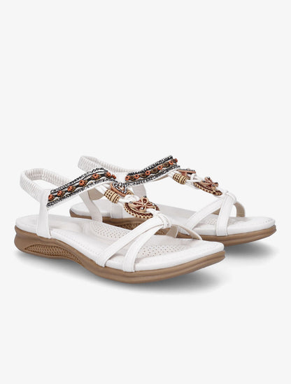 Nu-pieds brodés à strass - Blanc - 4