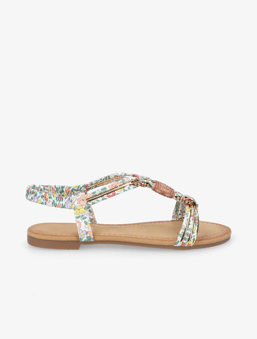Nu-pieds imprimés à empiècements bois - Vert - 1