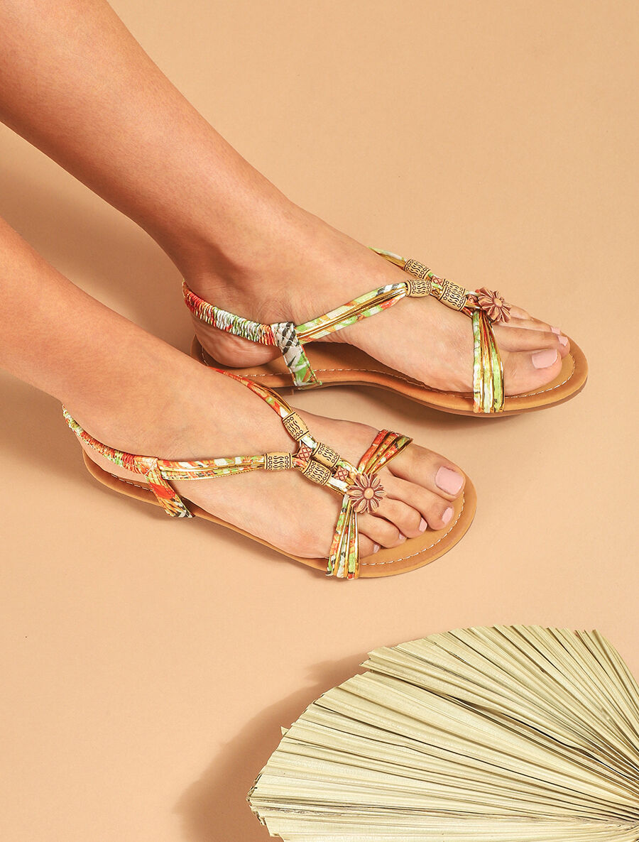 Nu-pieds à perles et en tissu satiné - Vert - 1