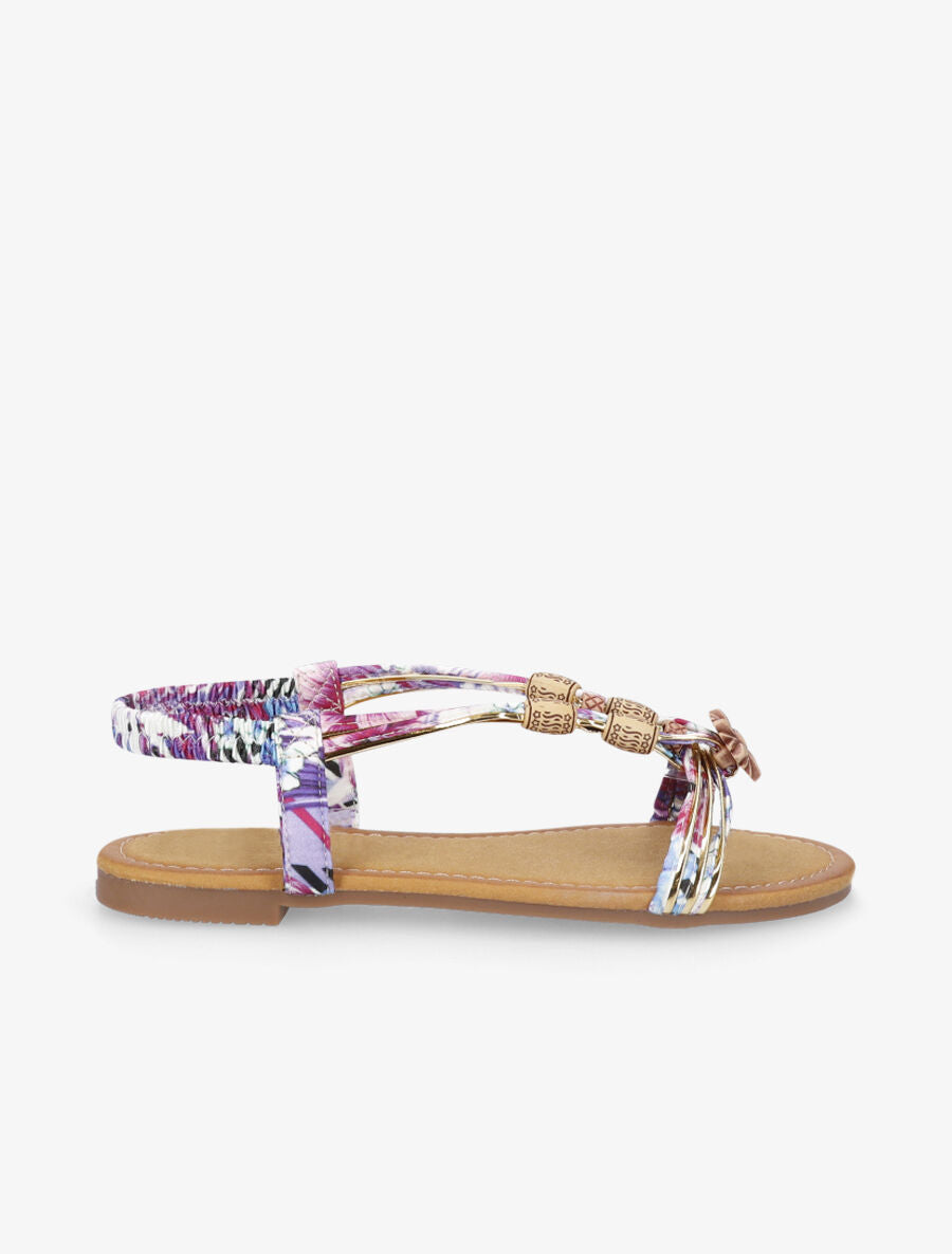 Nu-pieds à perles et en tissu satiné - Violet - 1