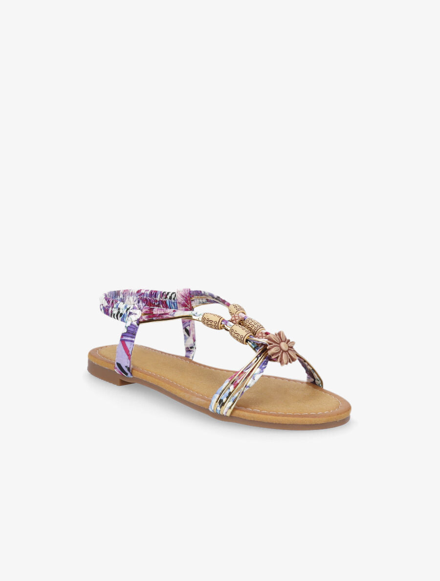 Nu-pieds à perles et en tissu satiné - Violet - 2