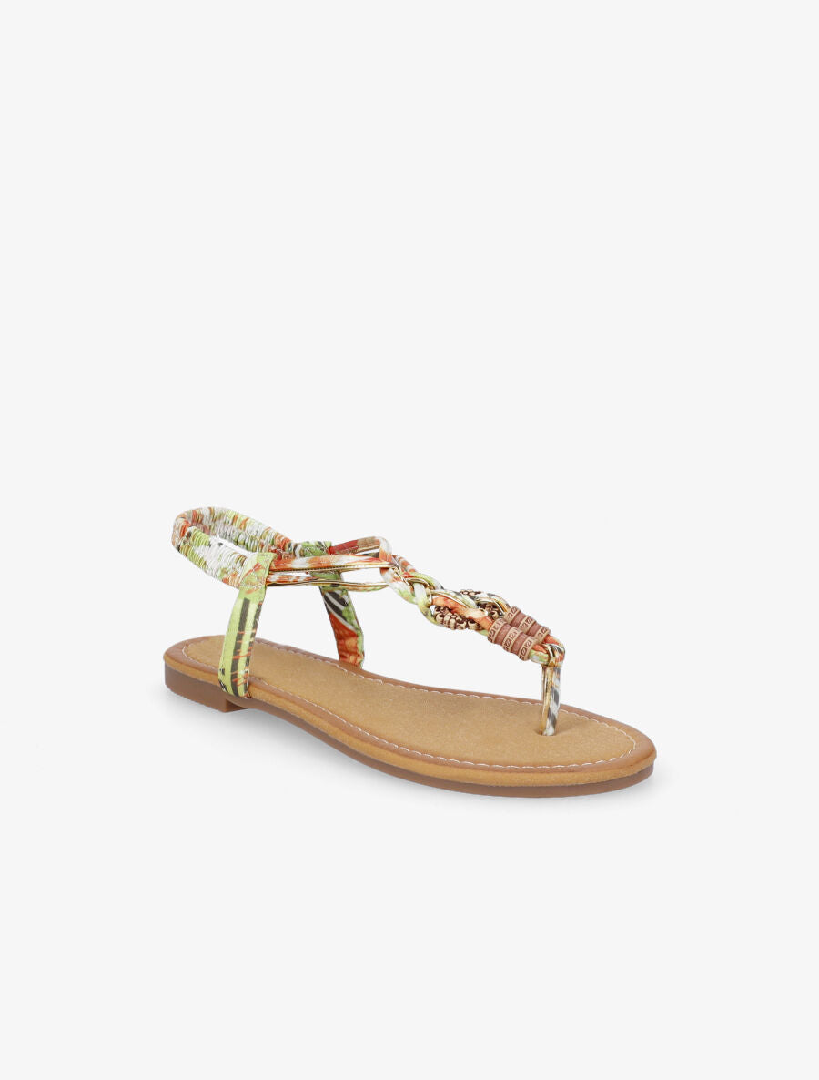 Nu-pieds tressés en tissu satiné - Vert - 2