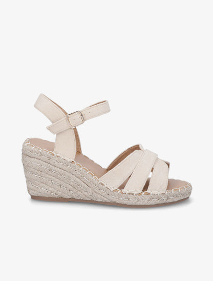 Sandales compensées à triple brides - Beige clair - 5