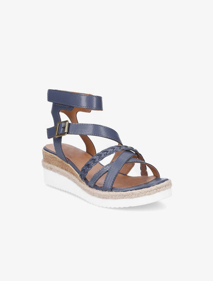 Sandales en simili à scratch et à boucle - Bleu - 2