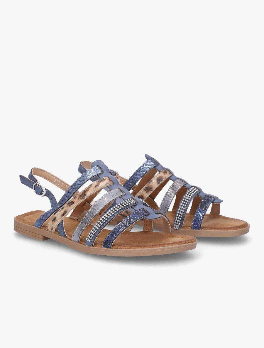 Nu-pieds en simili à multibrides - Bleu - 4