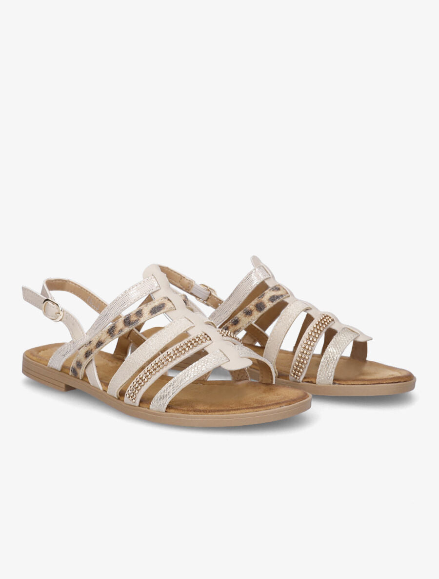 Nu-pieds en simili à multibrides - Beige - 4