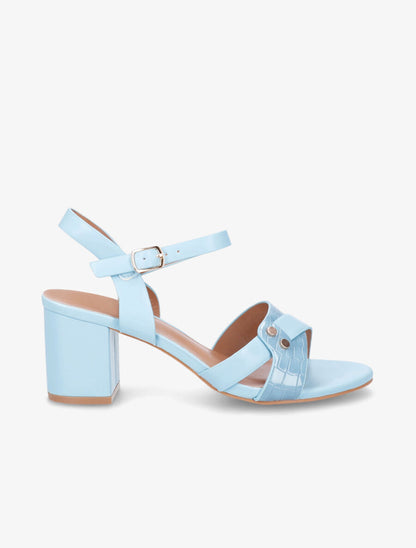 Sandales en simili à brides entrecroisées - Bleu ciel - 5