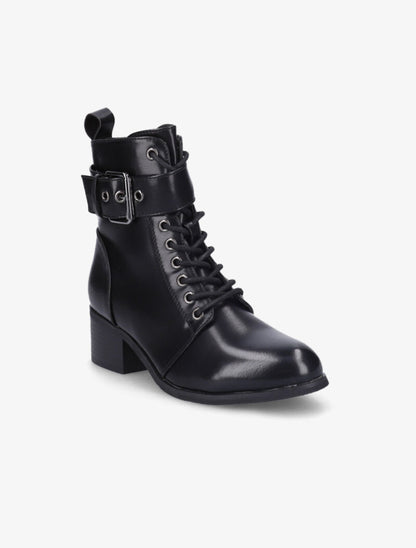 Bottines à sangle à boucle carrée - Noir - 2