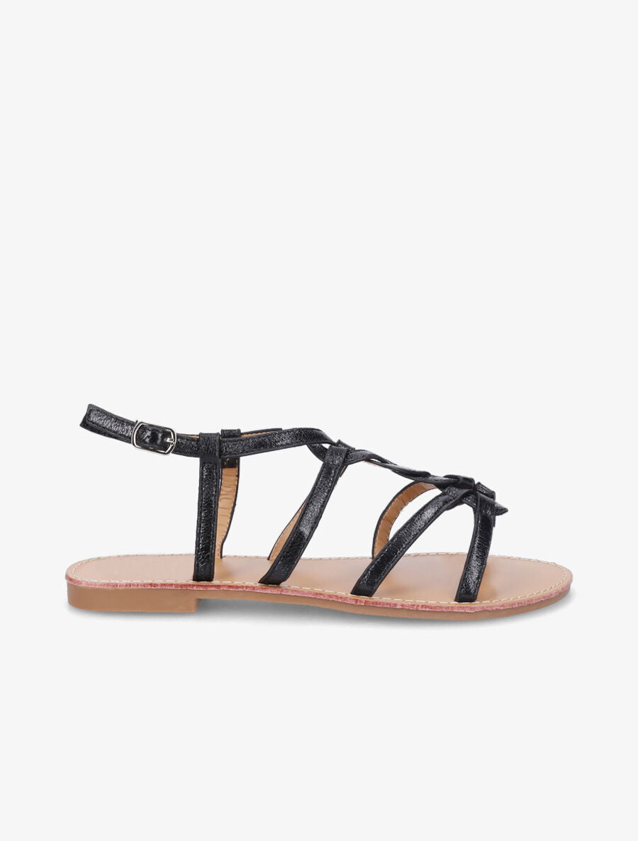 Nu-pieds tressés en simili - Noir - 1