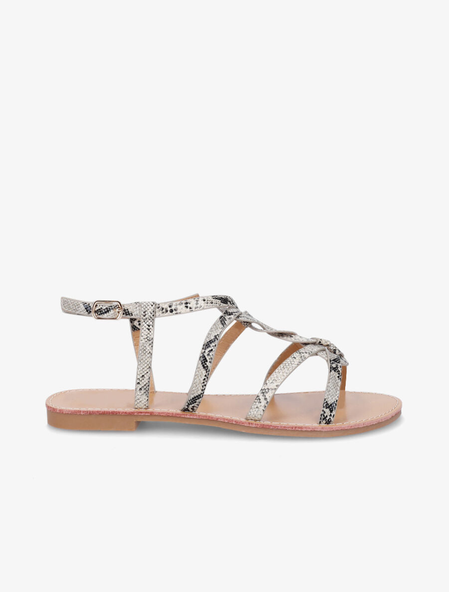 Nu-pieds tressés effet python - Beige - 1