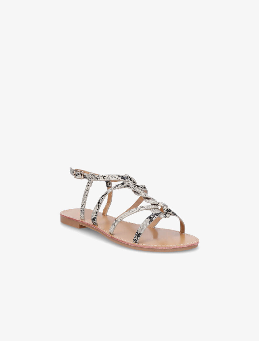 Nu-pieds tressés effet python - Beige - 2