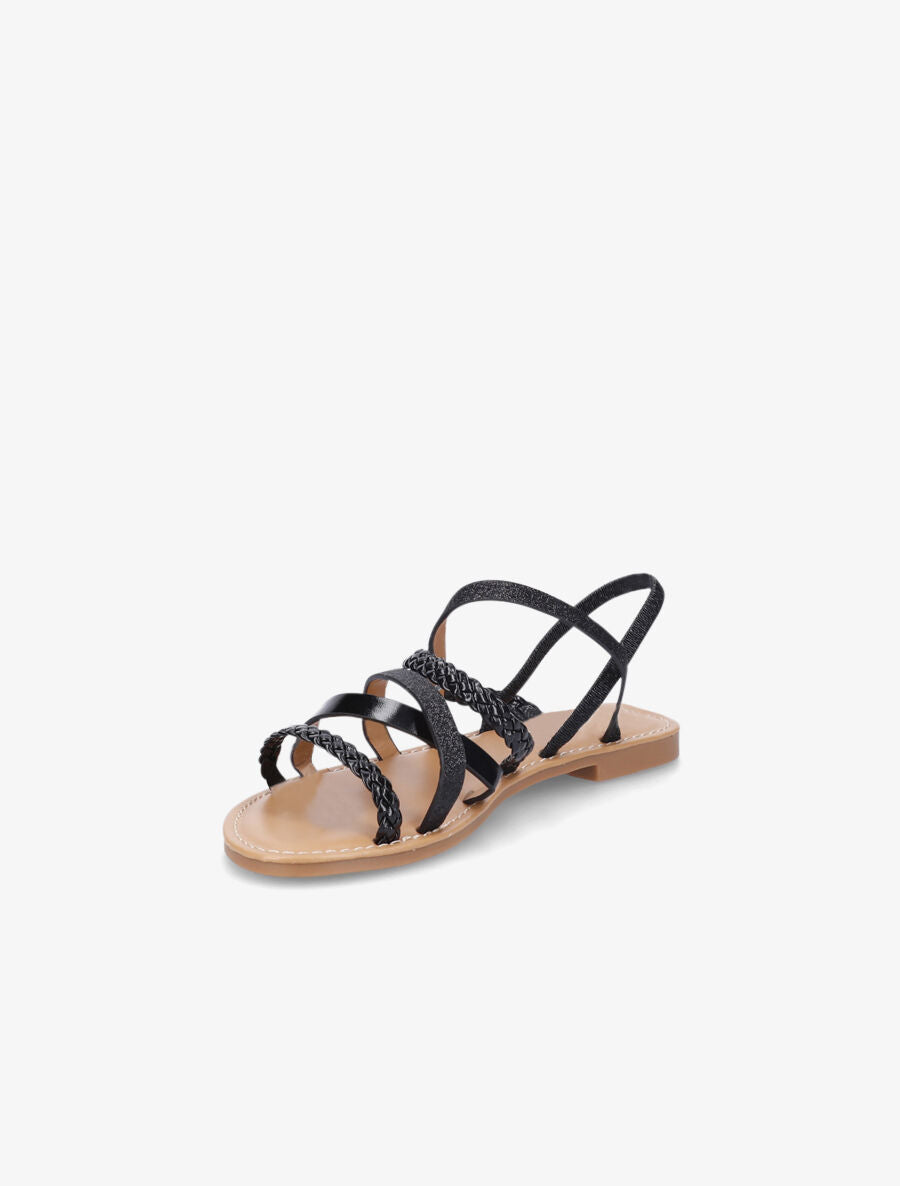 Nu-pieds à multibrides et contrefort élastiqué - Noir - 3