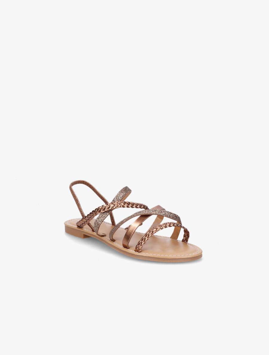 Nu-pieds à multibrides et contrefort élastiqué - Marron - 2