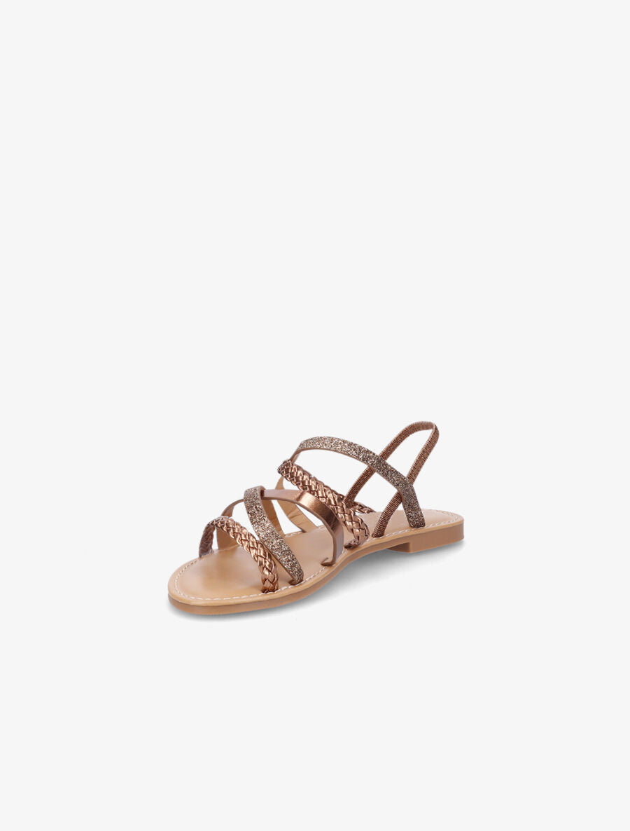 Nu-pieds à multibrides et contrefort élastiqué - Marron - 3
