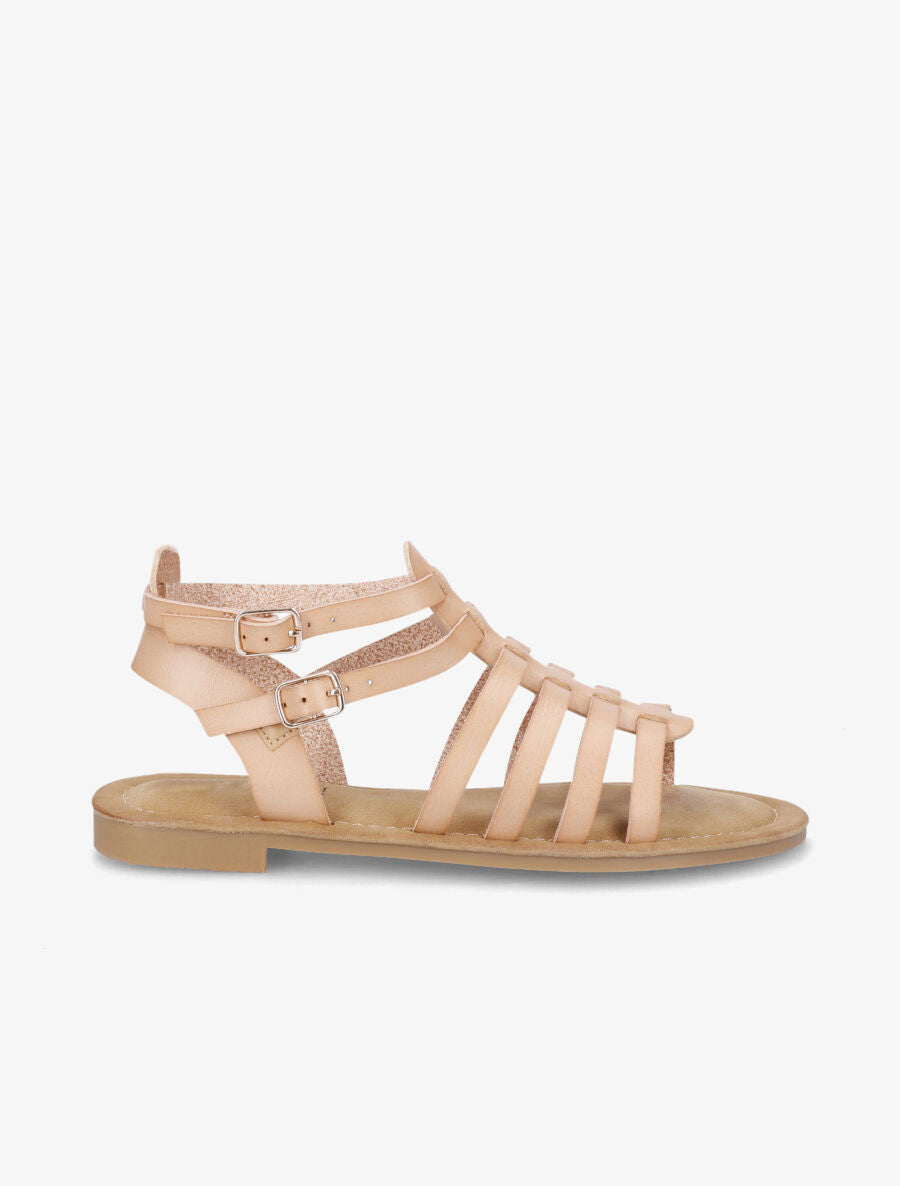 Nu-pieds en simili à multibrides - Beige - 1