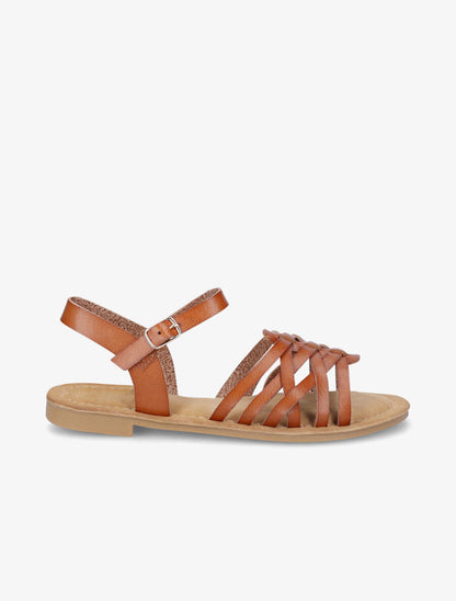 Nu-pieds en simili style spartiates - Camel - 5
