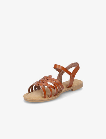 Nu-pieds en simili style spartiates - Camel - 3
