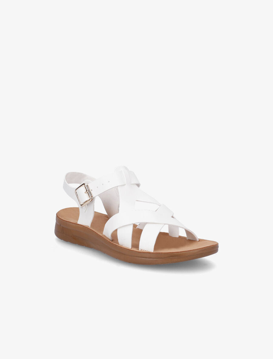 Nu-pieds croisés en simili - Blanc - 2