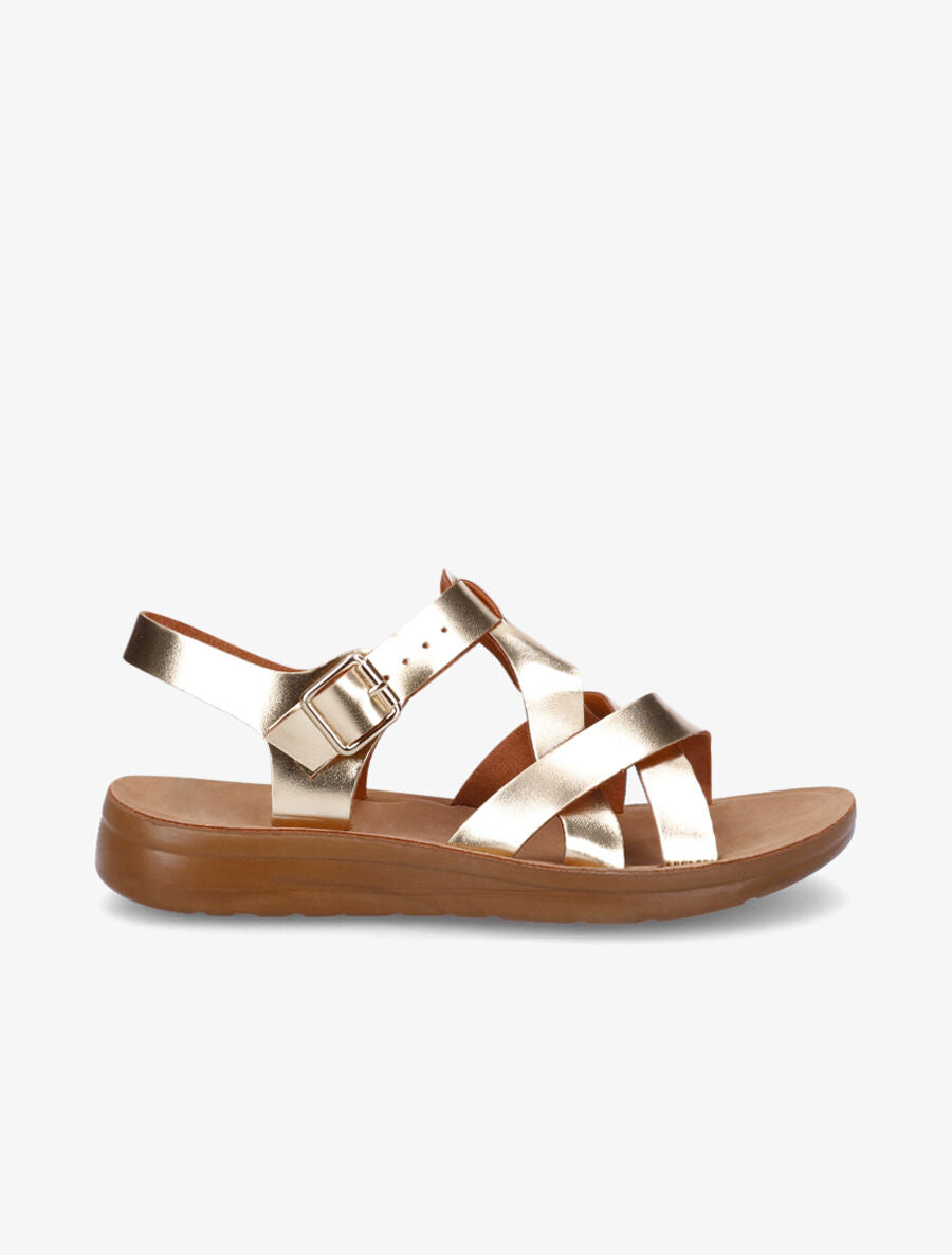 Nu-pieds croisés en simili - Or - 5