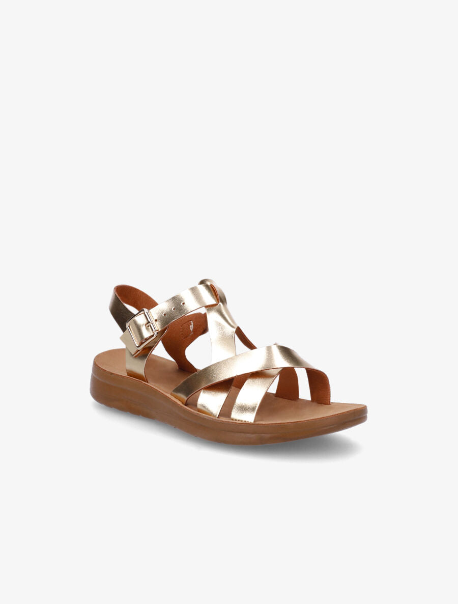 Nu-pieds croisés en simili - Or - 2