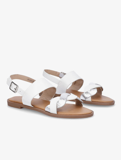 Nu-pieds à brides entrelacées unies et irisées - Blanc - 4