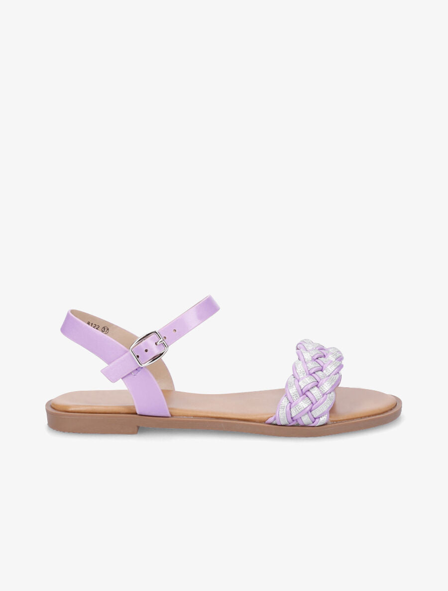 Nu-pieds à brides irisées et tressées - Lilas - 1