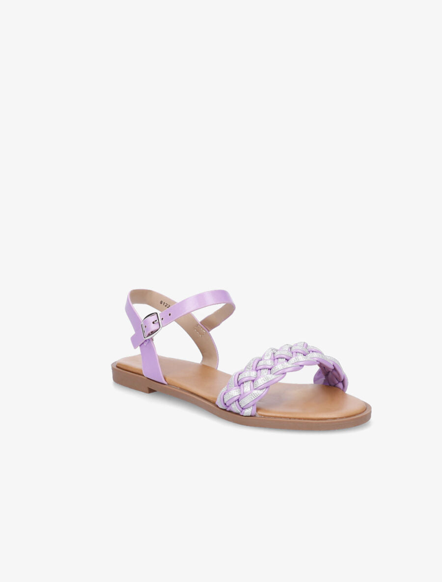 Nu-pieds à brides irisées et tressées - Lilas - 2