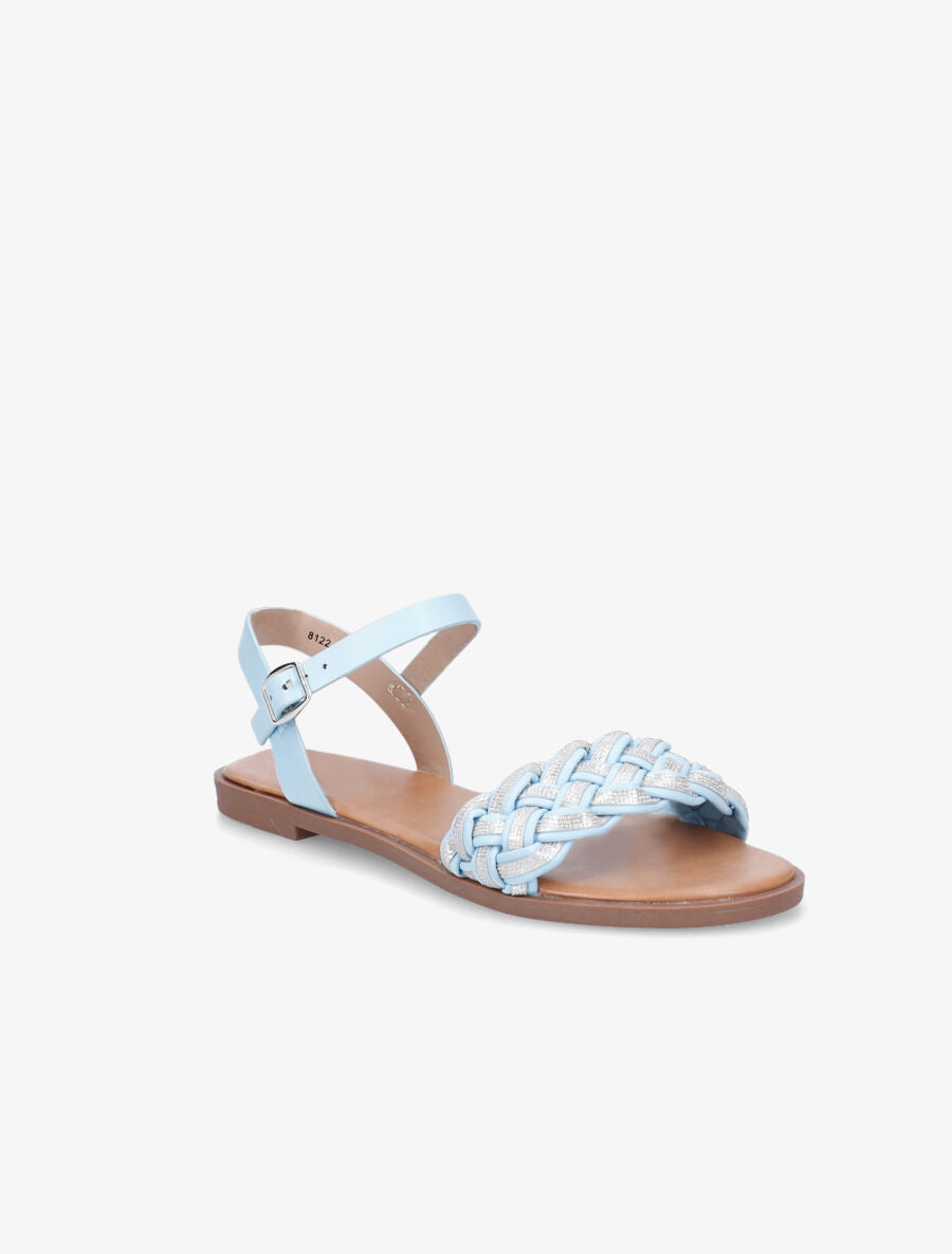 Nu-pieds à brides irisées et tressées - Bleu ciel - 2