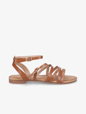 Nu-pieds en simili à doubles brides - Camel - 5