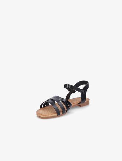 Nu-pieds en simili à brides entremelées - Noir - 3