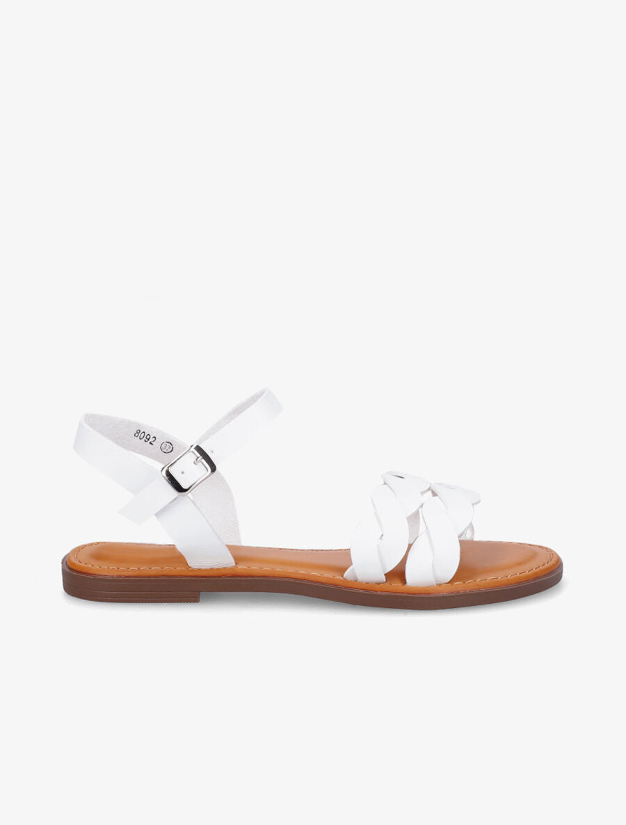 Nu-pieds tressés en simili - Blanc - 1
