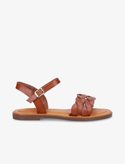 Nu-pieds tressés en simili - Camel - 1