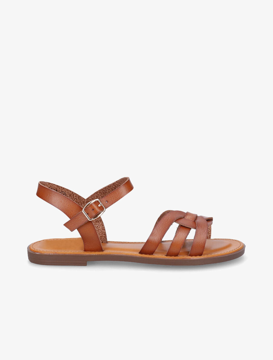 Nu-pieds plats classiques en simili - Camel - 1