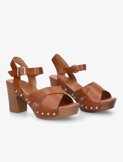 Sandales hautes style sabot - Camel - 4