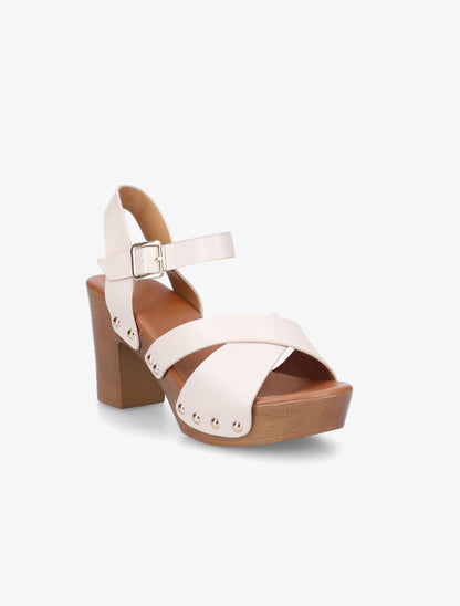 Sandales hautes style sabot - Beige - 2