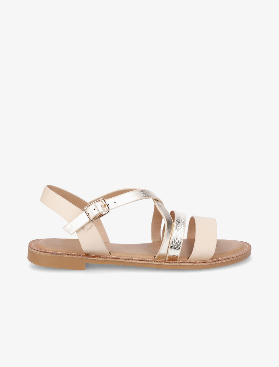Nu-pieds multibrides irisées - Beige - 1