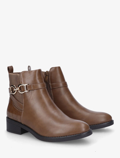 Bottines élastiquées à boucle - Taupe - 4