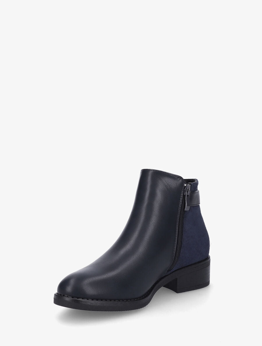 Bottines plates bi-matière à zip - Marine - 3