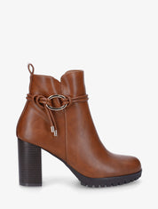 Bottines à talon en simili - Camel - 1
