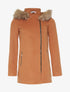 Manteau feutrine basic à capuche - camel - 1