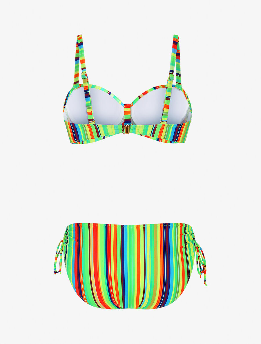 Bikini à imprimé rayures - Vert fluo - 2
